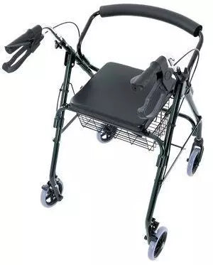 Andador 4 ruedas canasto y asiento verde