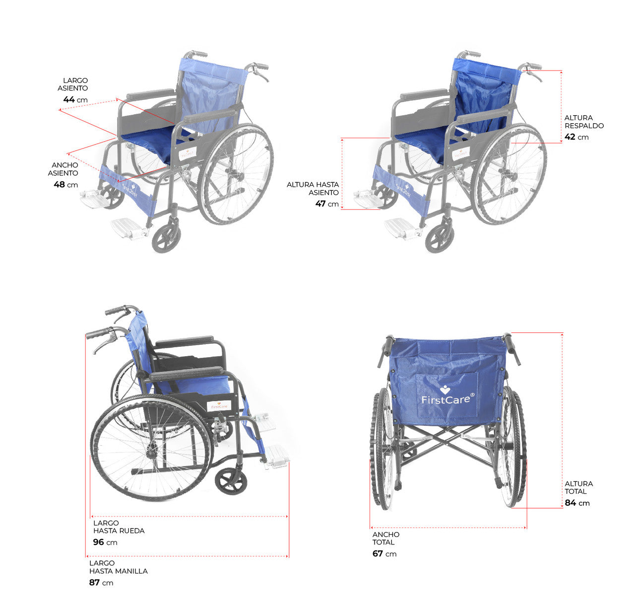 Silla de Ruedas Standard Plegable 2.0 Azul