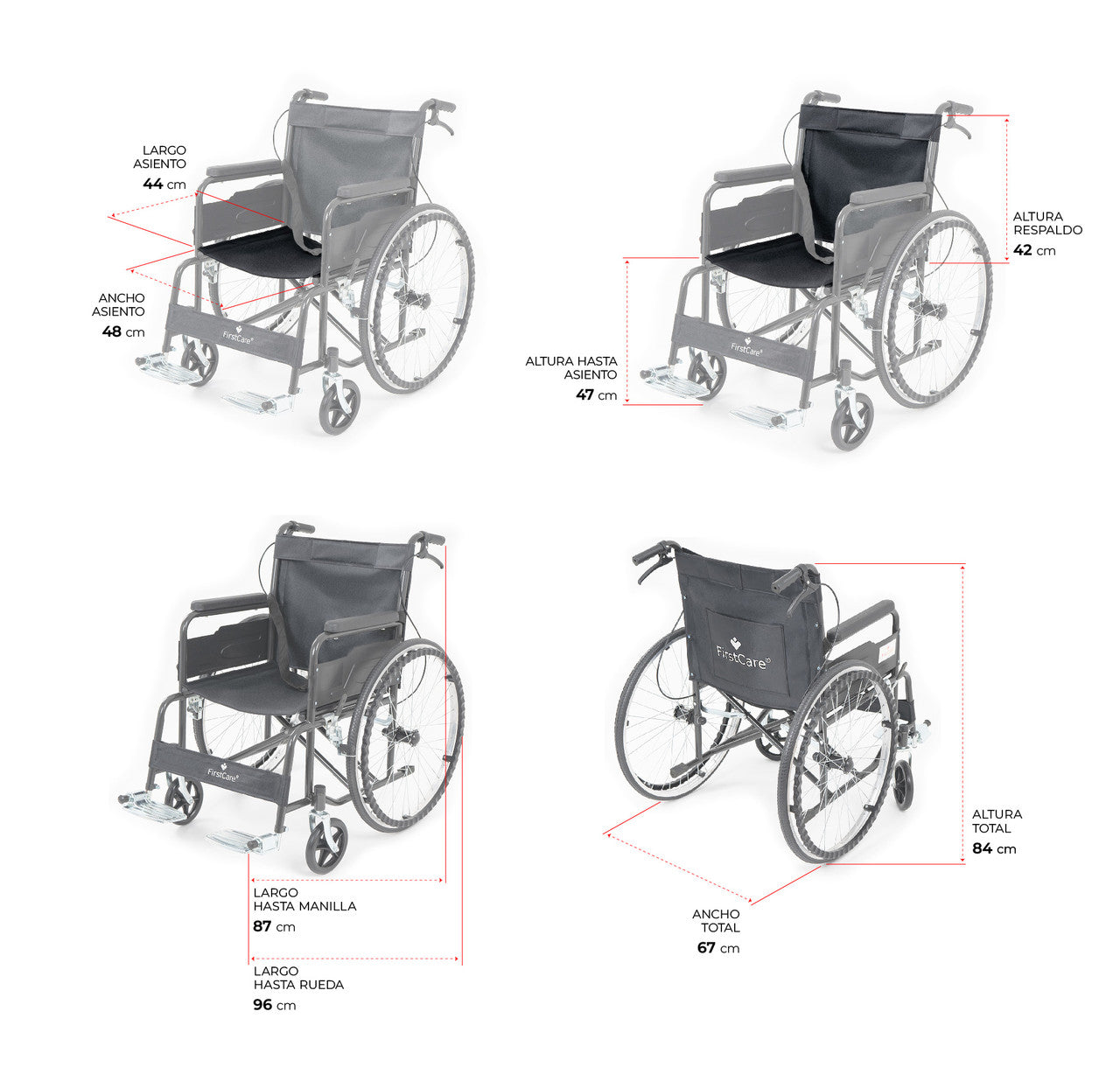 Silla de Ruedas Standard Plegable 2.0 Negra