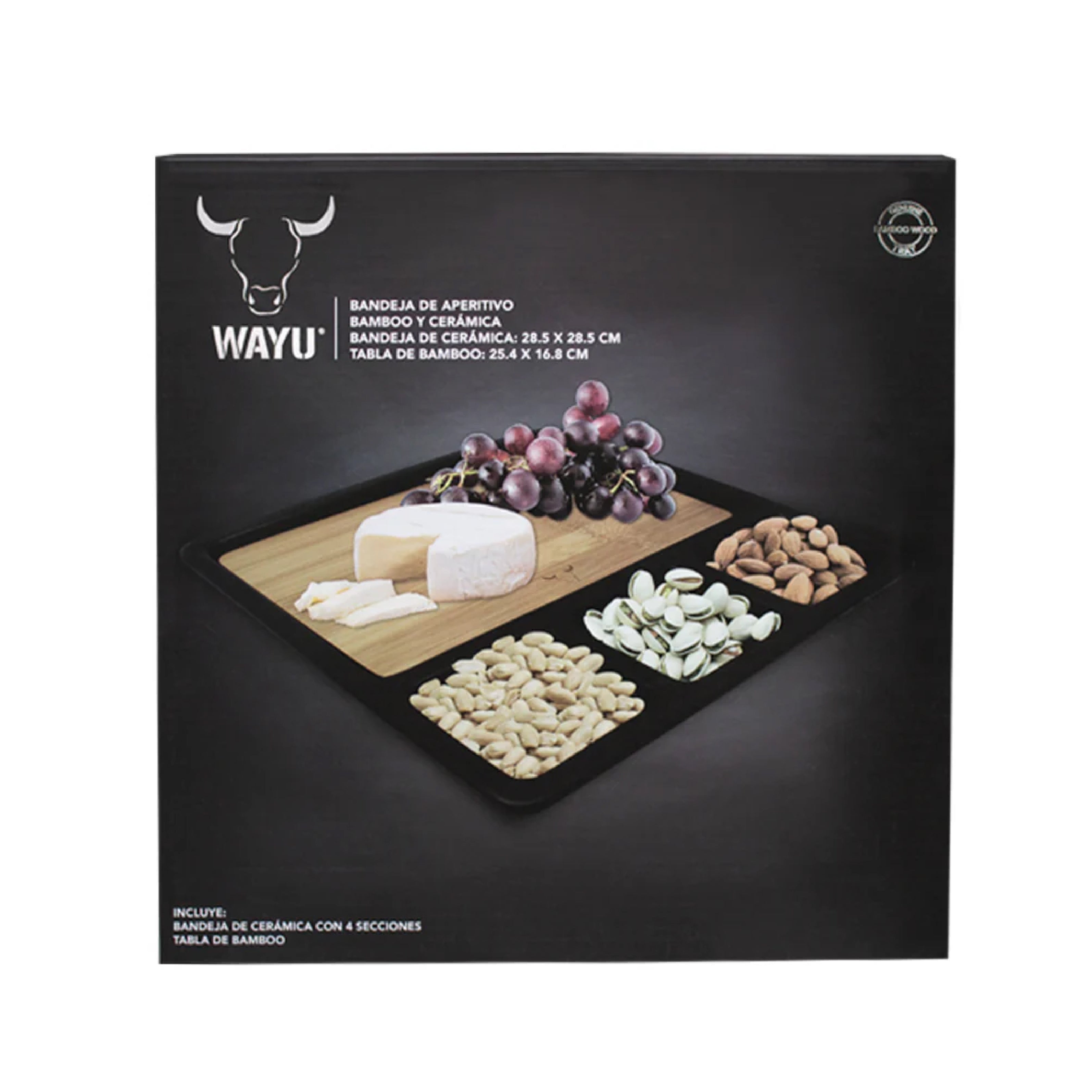 Tabla de aperitivos con compartimientos